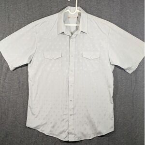 Roper Western Short Sleeve Shirt Silver Pearl Snap Double Horseshoe Mens 2XL‎
